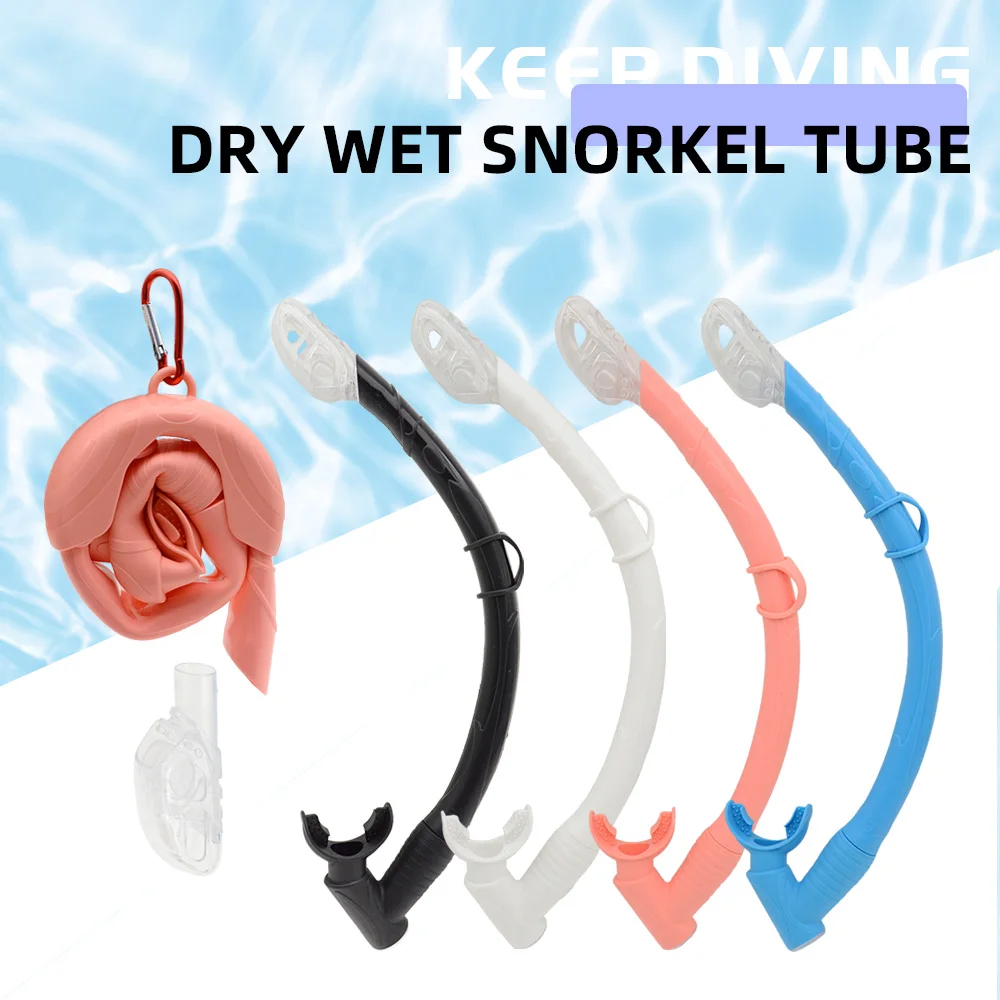 

1 шт., силиконовая трубка для подводного плавания, сухая и влажная трубка 2-в-1, складная трубка с коробкой для хранения, бесплатное снаряжение для подводного плавания с аквалангом