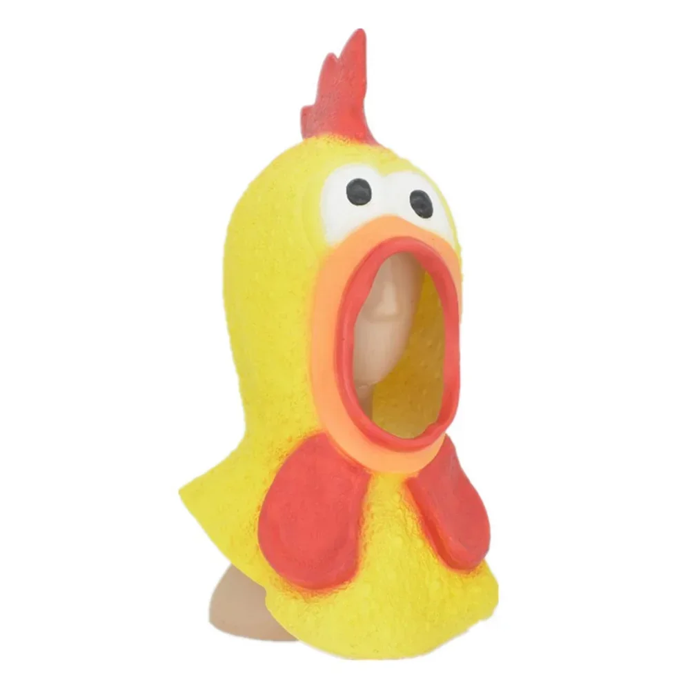 Douyin Internet celebrity funny joke with screaming chicken mask Halloween latex rooster head cover chicken cock face mask