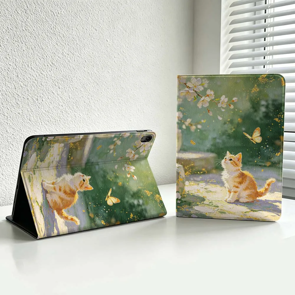 Cartoon Orange Cat Cover For iPad Pro Air mini 7 6 5 4 3 2 1 9gen M5 M4 11th 10th A17 Pro A16 Soft Inch Tablet Case