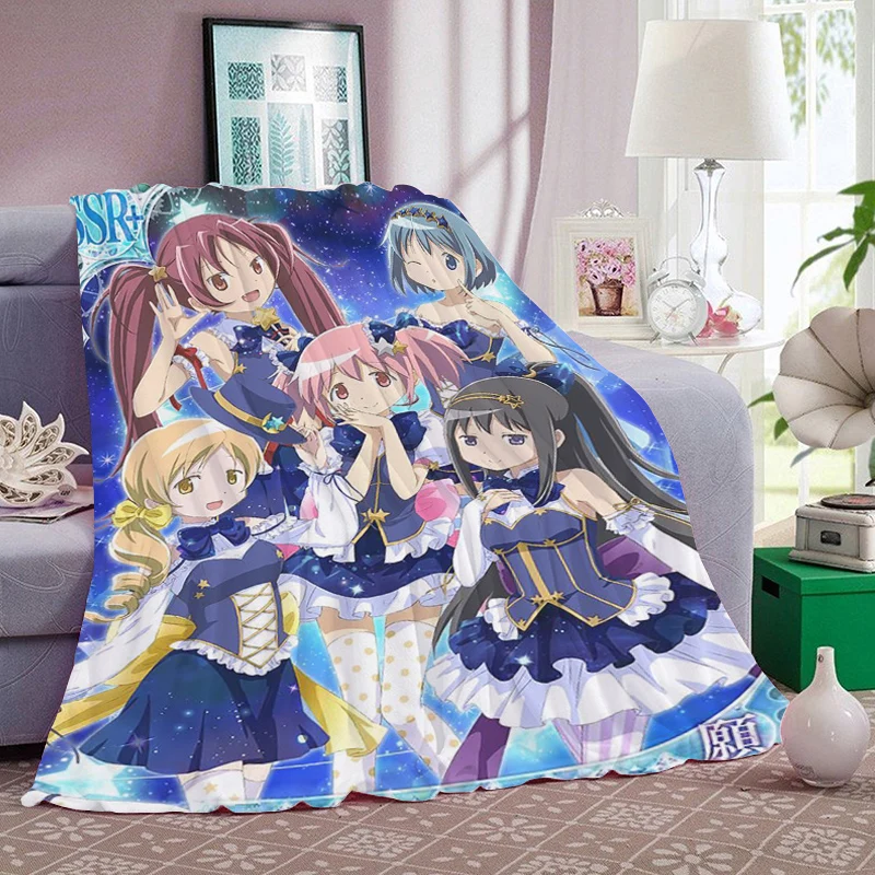 Custom Blanket Sofa Madoka Magica Warm Bed Fleece Camping Nap Fluffy Soft Blankets for Winter King Size Microfiber Bedding