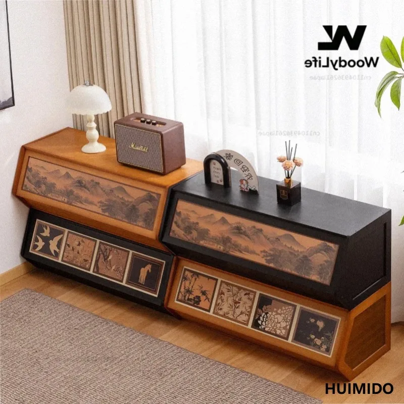 Multifunctional Bay Window Storage Cabinet Space-Saving Tatami Ottoman for Balcony Living Room Cabinets Bamboo Storage Rack