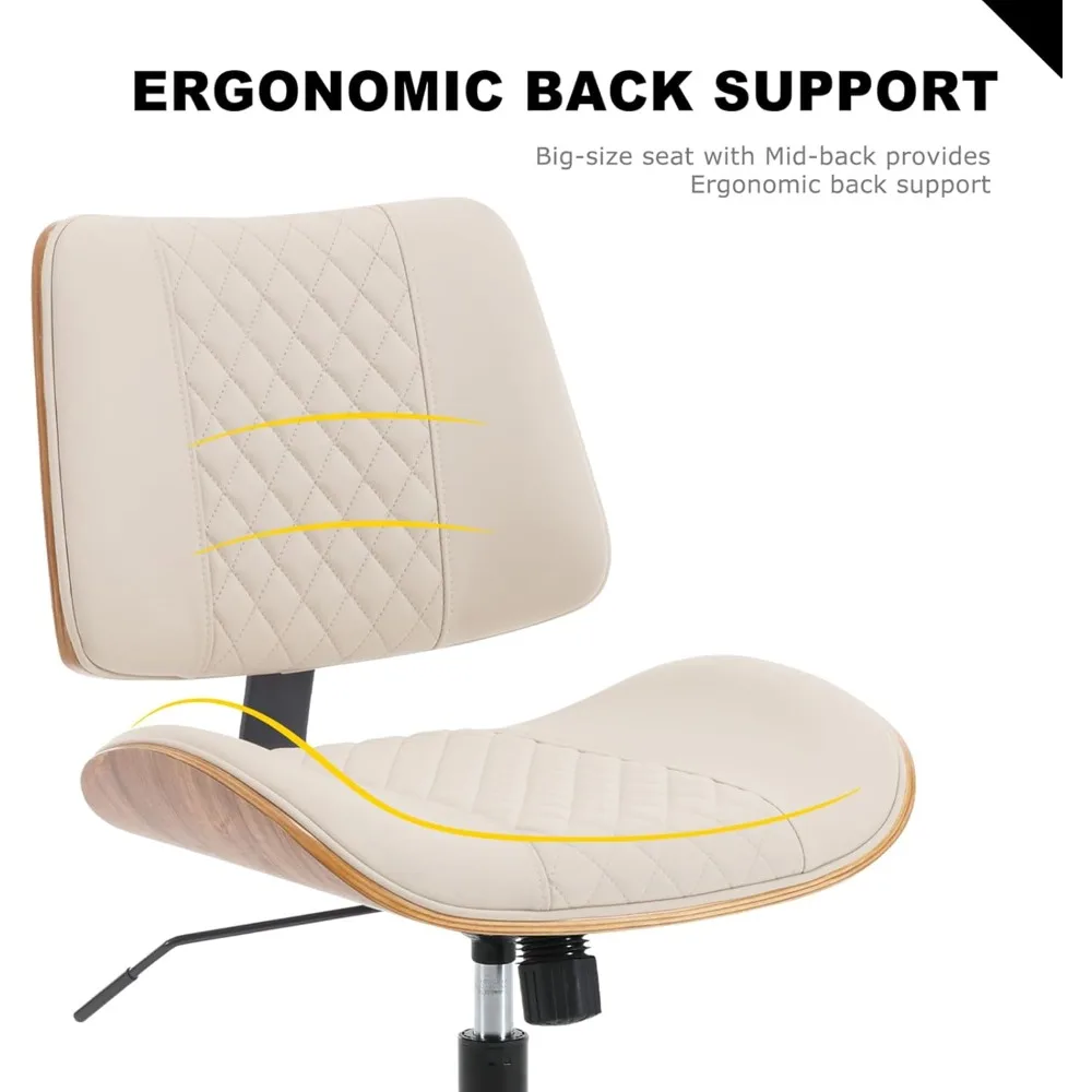 كرسي مكتب بدون ذراع بعجلات للمساحات المدمجة: كرسي مكتب مريح للمكاتب المنزلية الصغيرة