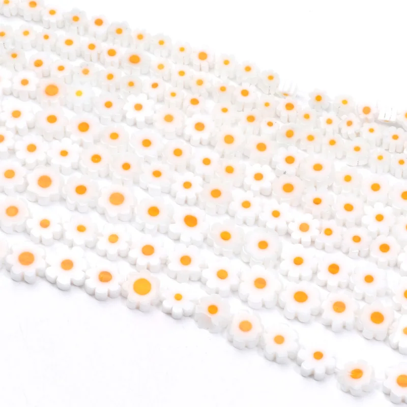 4-8mm Flower Lampwork Glass Flat Beads for Jewelry Making