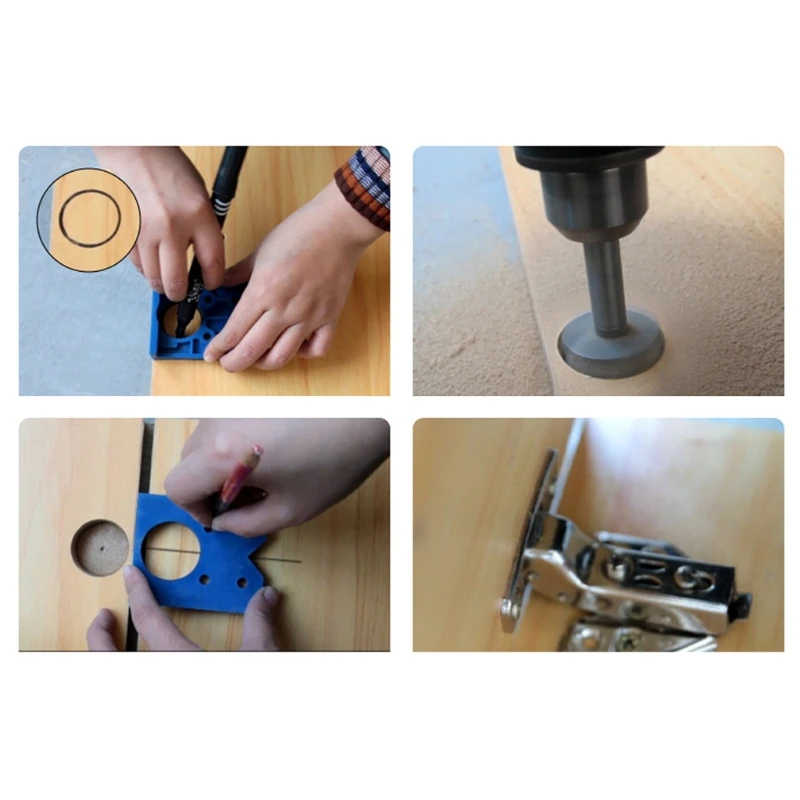 Bisagra 41QF de 35mm, instalación de bisagra, guía de taladro de madera, localizador, abridor de agujeros, herramienta de perforación para puertas