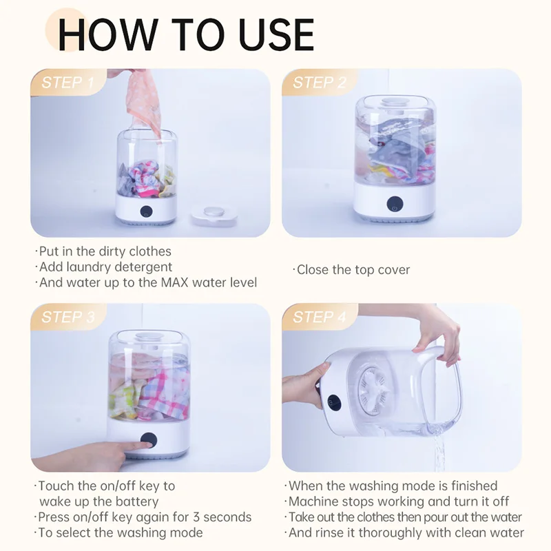 4L Mini Washing Machine Portable Wireless Smart Washer Healthy Separation And Cleanliness Underwear Pet Supplies Washing Machine image 3