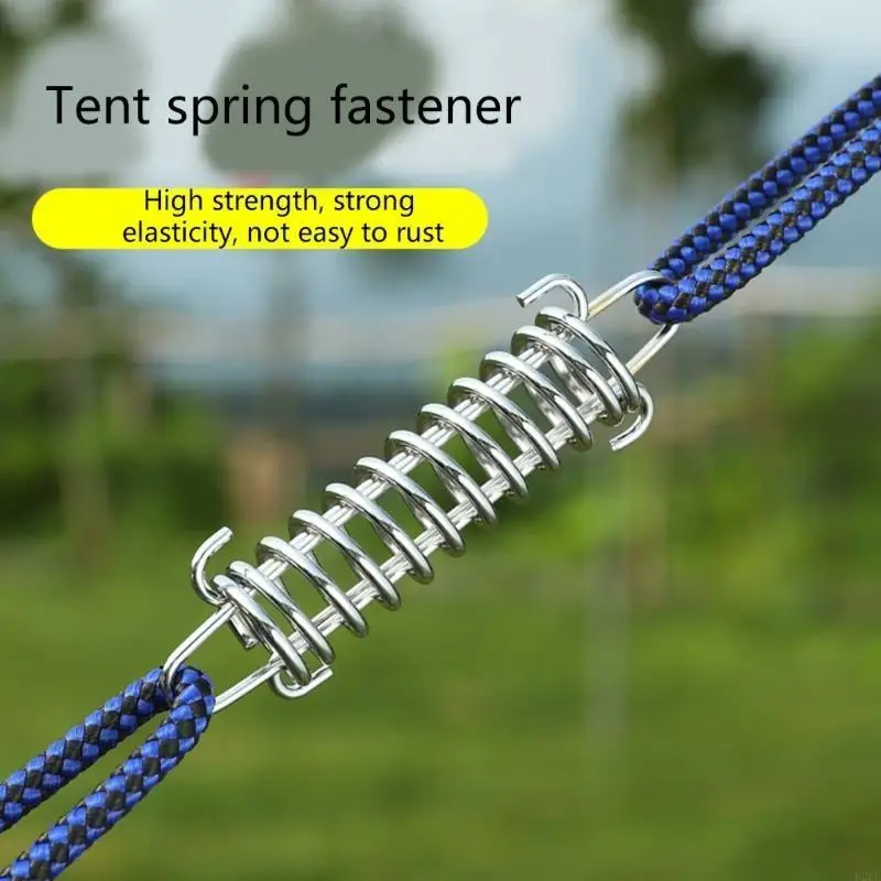 

4Pcs Tent Tension Spring Portable Camping Tent Fixed Buckle Windproof Stainless Steel Rope Tensioner Awning Fixed Buckle