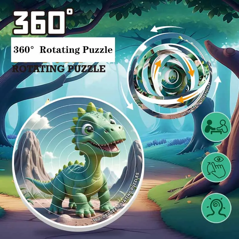 

Kids Puzzle Early Learning Toy Cartoon Cute Dinosaur 360° Rotating Puzzle Toys Fun Intelligence Magic Cube Kids Interactive Toys