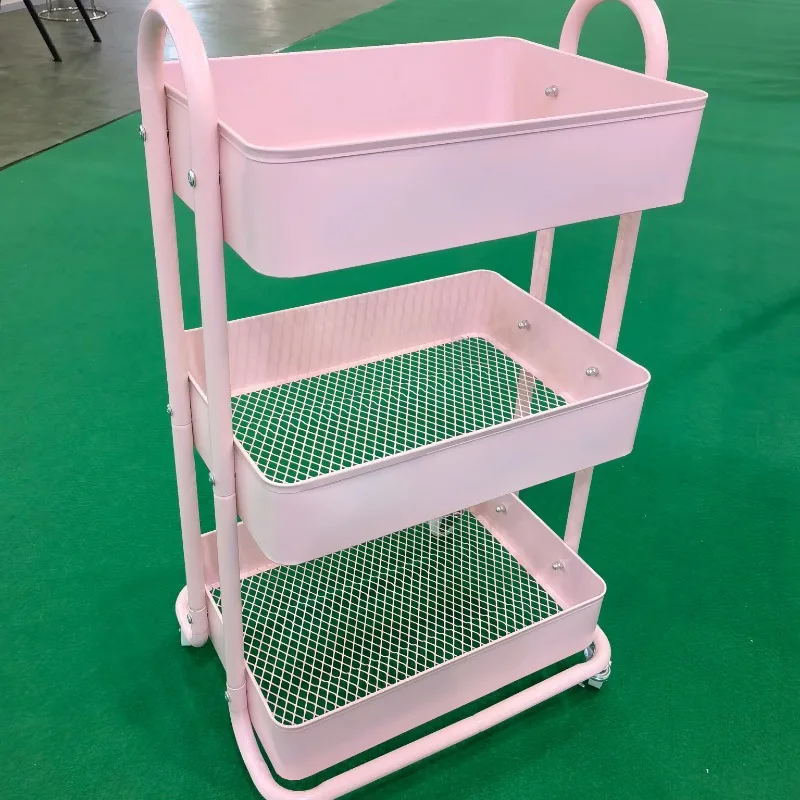 3-Tier Rolling Utility Cart  storage floating shelves home hand food trolley cart hand carts with armrest