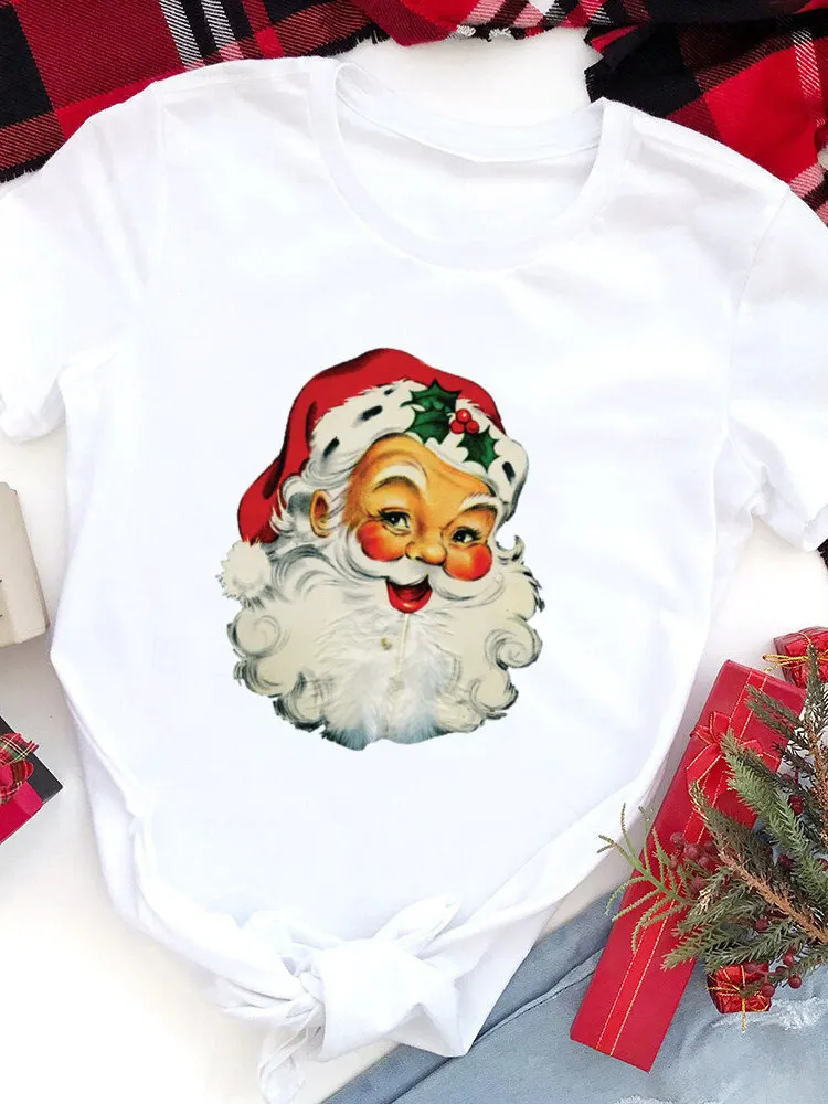 Joyeux Noël!! Nouvel an!! T-shirt graphique de noël à manches courtes et col rond pour femmes, vêtements esthétiques