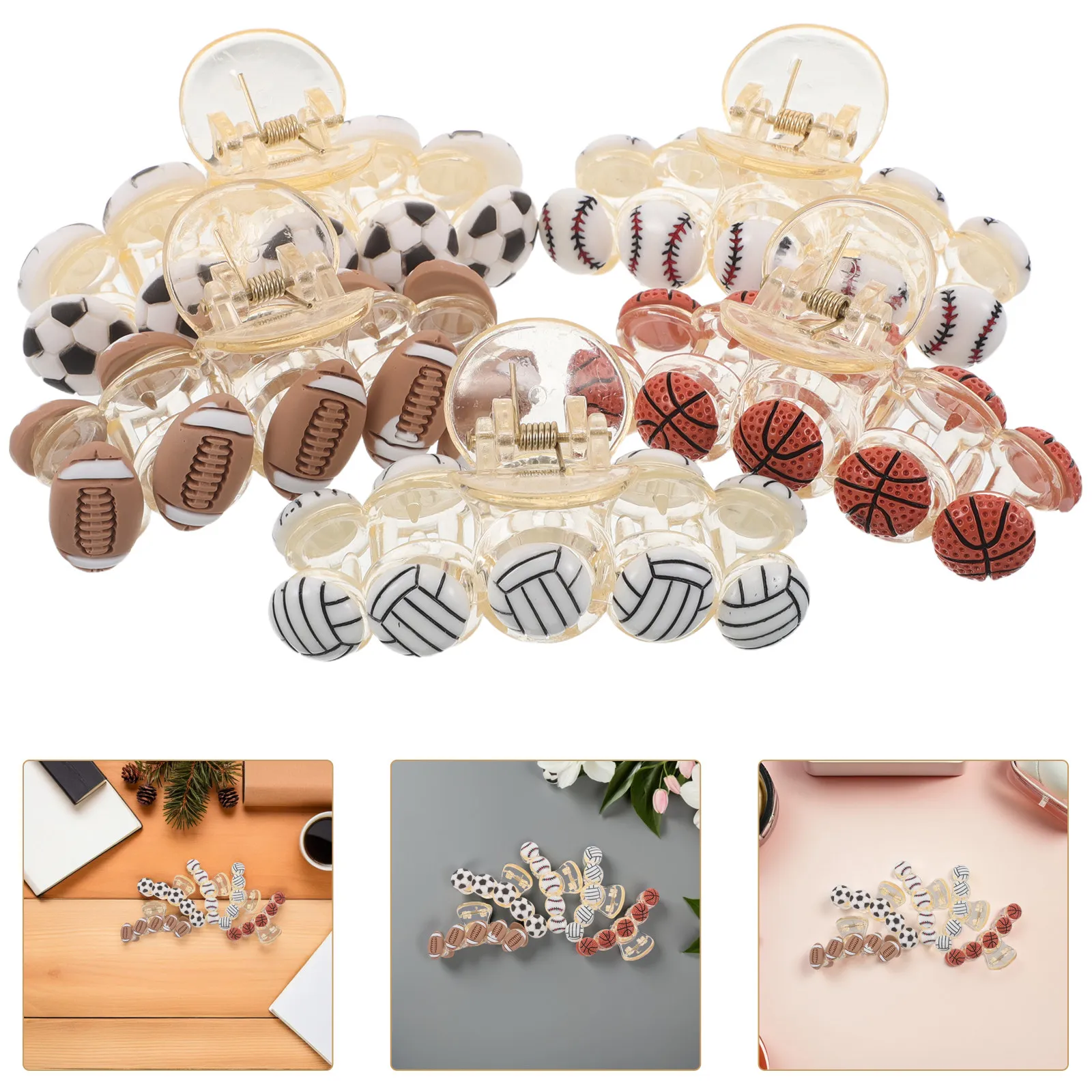 

5Pcs Sports Hair Claw Clips Nonslip Plastic Barrettes for Women Girls Basketball Football Baseball Soccer Volleyball Accessories