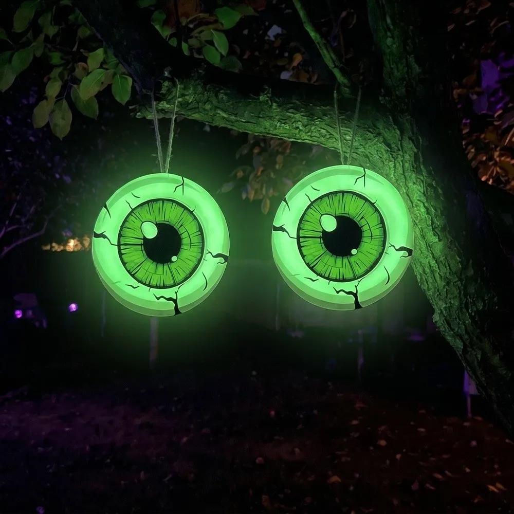 2D Flat Halloween Luminous Eyeball Ornament Round Creative Halloween Eyeball Decor Luminous Stickers Decorative