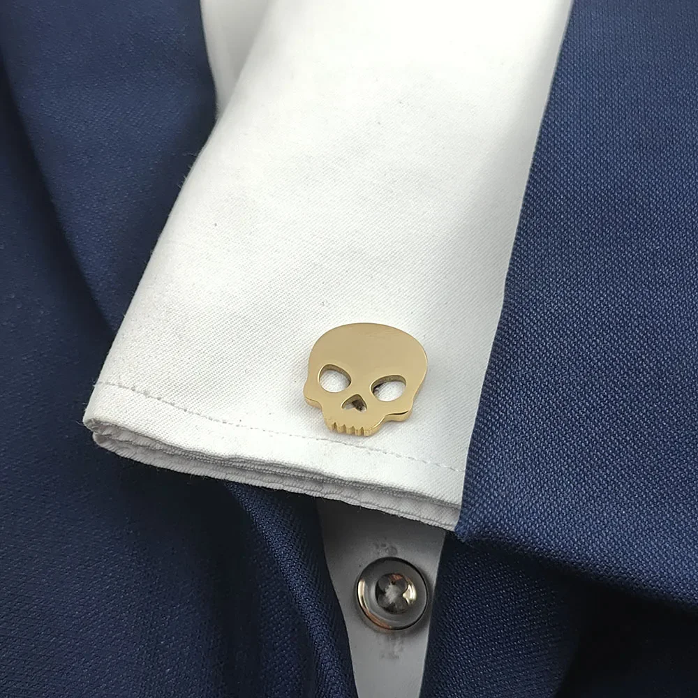 Halloween Skull 18k Gold-plated Cufflinks, Personality Clothing Accessories, Light Luxury Jewelry for Everyday Life or Party