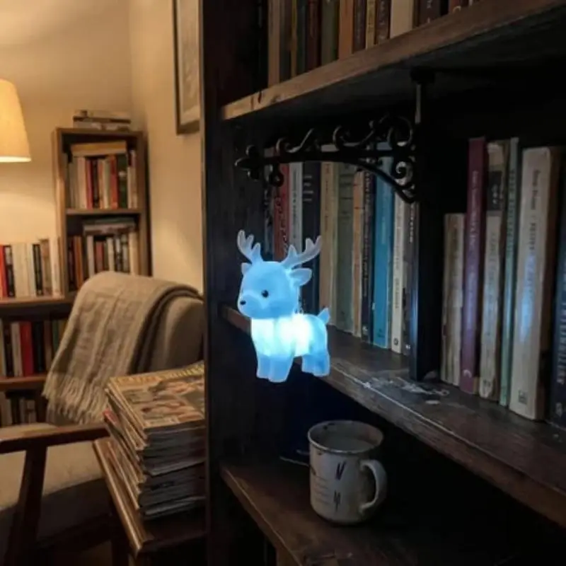 Cute Hanging Animal Night Light Magic Owl Bookend Shelf Lamp Metal Book Organizer Vintage Decor Glowing Figurine For Home Offic
