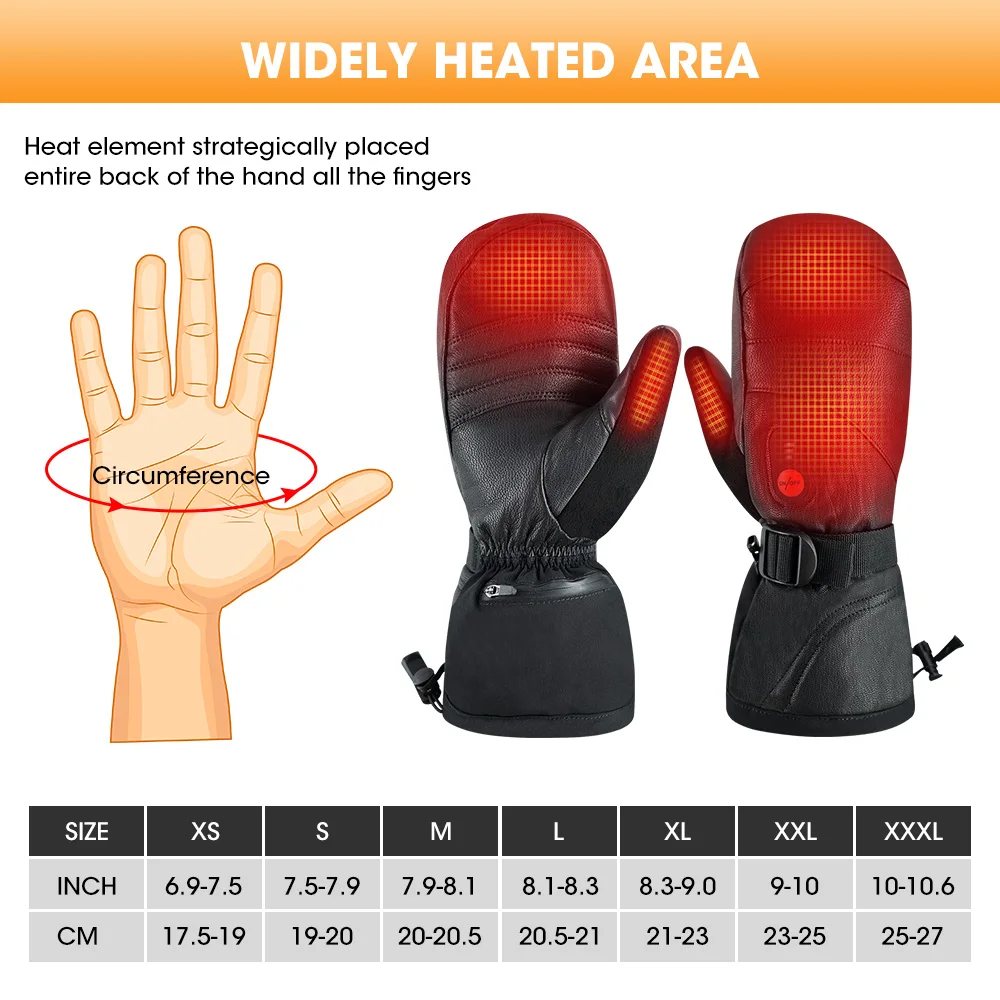 Unisex Far Infrared Heated Mitten Gloves Carbon Fiber Heating 3 Shift Temperatures Battery Heated Mitten Gloves SHGS38