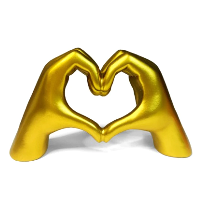 Gold Heart Hands Sculpture Gold Decor For Living Room Bedroom Apartment Bookshelf Table