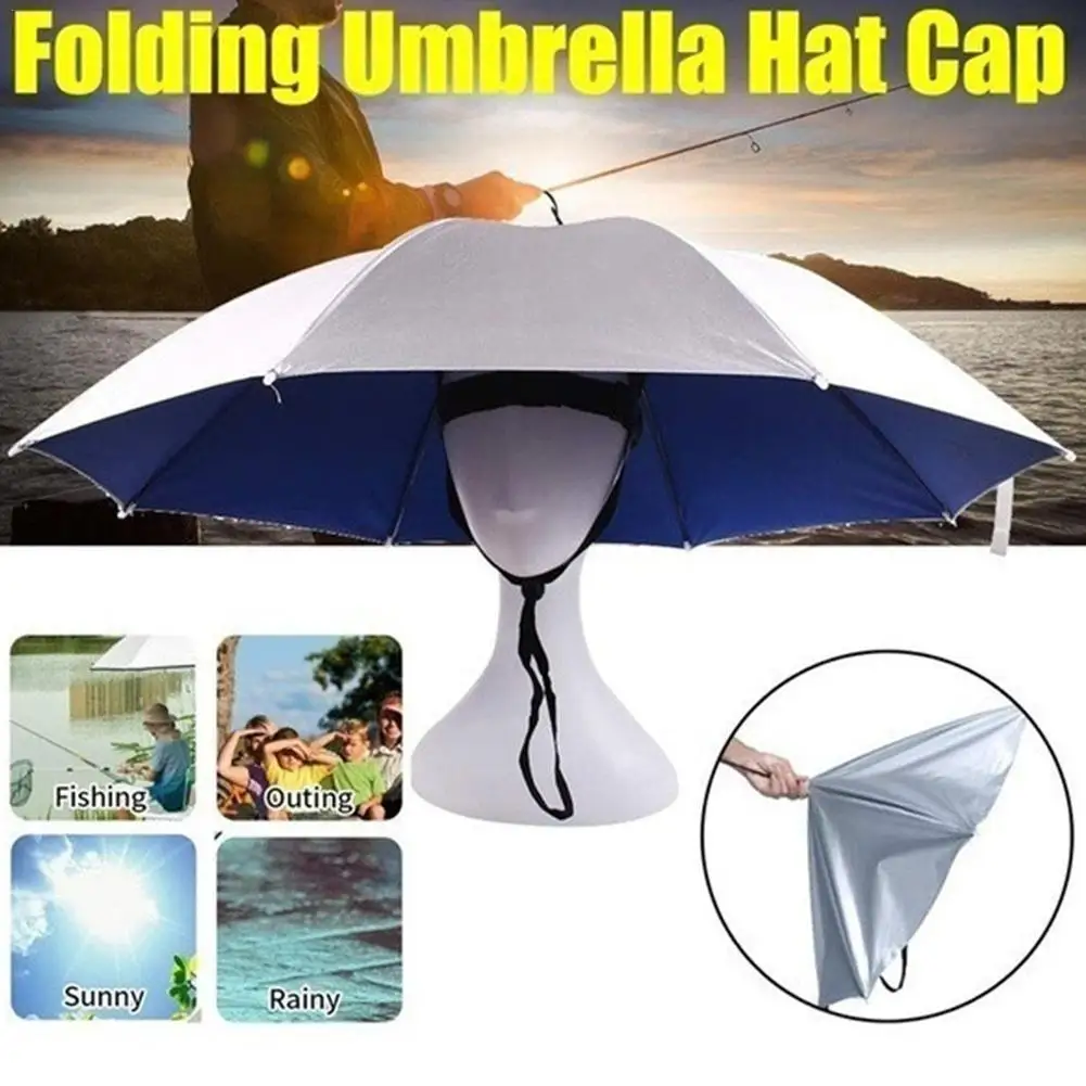 Outdoor Fishing Caps Foldable Head Umbrella Hat Anti Rain Sun Protection Travel Hiking Beach Camping Golfing Outdoor Activities