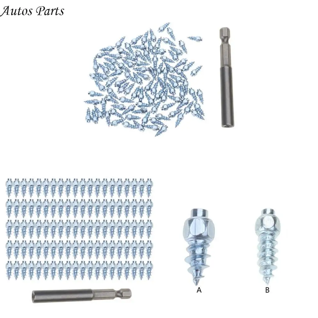 

57BA 100Pcs 9mm 12mm Car Tire Spikes Anti-slip Studs Screw Steel Snow Ice Road Winter