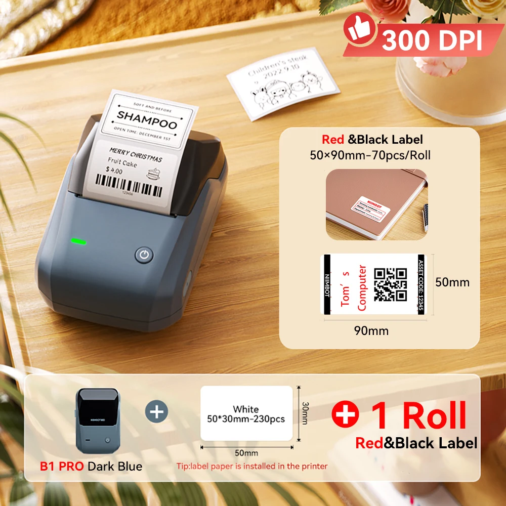 Niimbot B1 Pro draadloze labelprinter 300 DPI rood zwart dubbele kleurenprint zakelijke labelprijslabelmaker fotoprinter