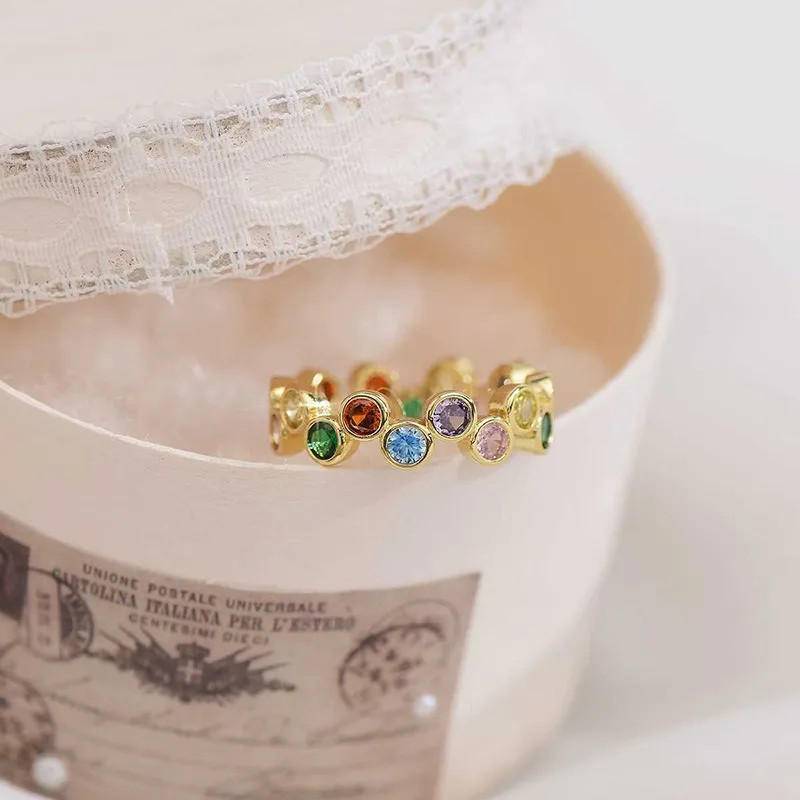 

Позолоченное кольцо из стерлингового серебра 925 пробы, инкрустированное бриллиантами, модное, легкое, роскошное, простое и универсальное, европейский и американский стиль