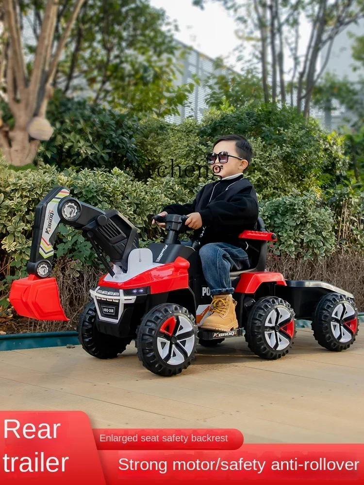 Children's Excavator Can Sit People Digging Hook Machine Electric Engineering Car Excavator Toy Car