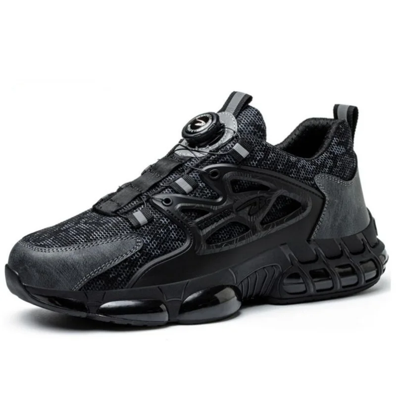 Rotating Button Safety Shoes Men Air Cushion Work Steel Toe Sneaker Man Puncture Proof Work Safety Boots Protective Shoes_voghion.com