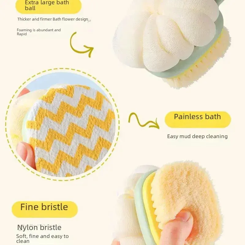 Detachable Double-sided bath scrub Bath brush Long handle soft bristle bath brush bath towel bath ball Powerful back scrub brus