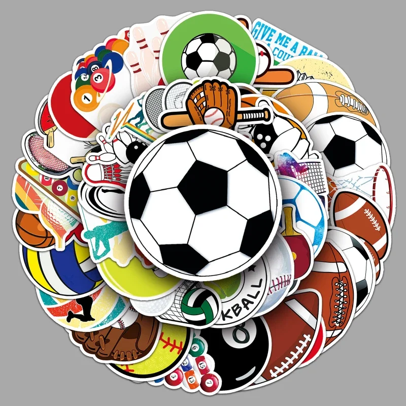 50/30/10PCS Ball Sports Cute Cartoon Graffiti Mobile Phone Case Skateboard Waterproof Decorative Sticker Stickers Aesthetic