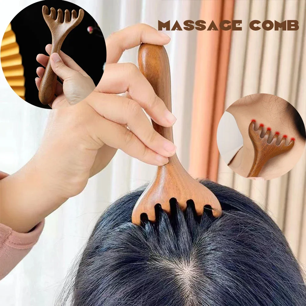 Scalp Relaxation Wooden Massage Comb Healthy Head Therapy Facial Scraping Meridian Massage Comb Relaxation Physical Therapy