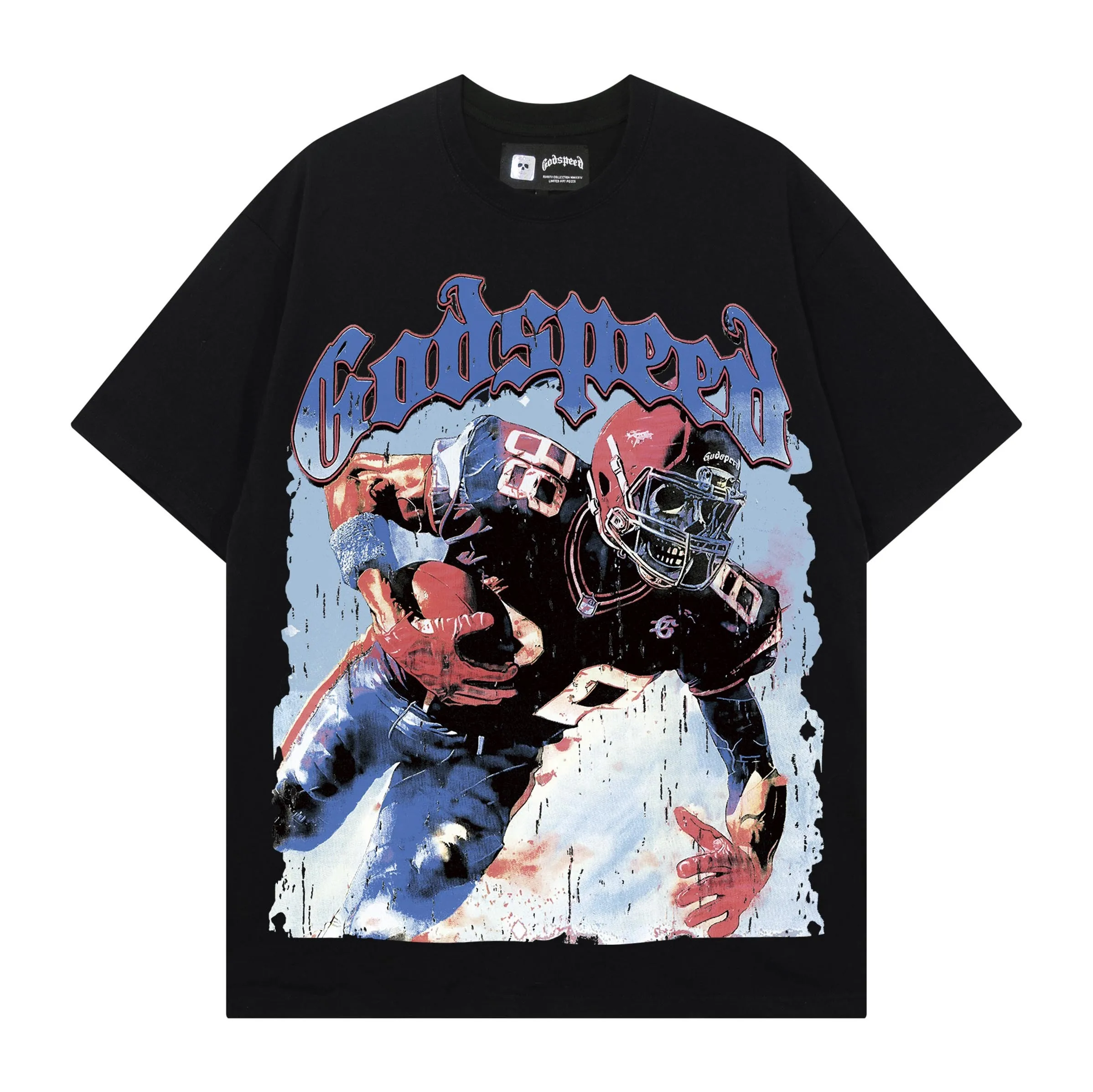 High Quality Godspeed American Trendy Brand Baseball Player Print INS High Street Hip Hop Rock Pure Cotton Short Sleeve T-Shirt