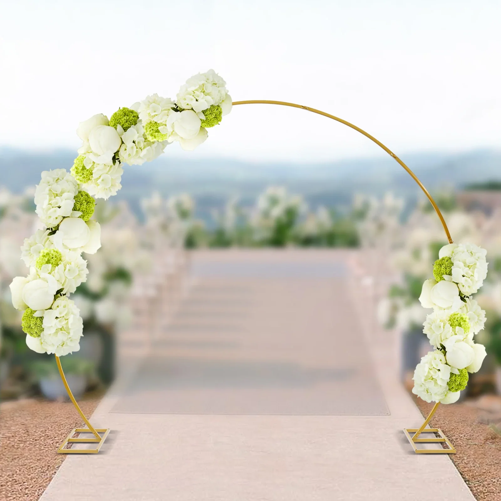 

New 9.5 Feet Round Flower Wedding Arch,Gold Arch Balloon Stand,Metal Arch Backdrop Stand Wedding Decorations