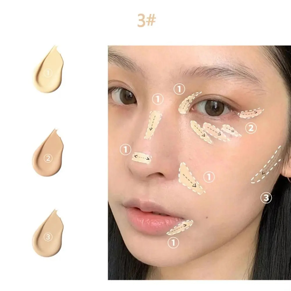 Makeup Tool Women Covers Dark Circles Acne Pores 3-Color Concealer Palette Matte Concealer Cream Face Contour Liquid Foundation