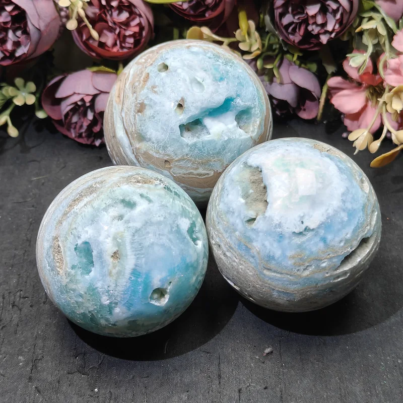 

Wholesale Blue Hemimorphite Caribbean Calcite Sphere Healing Quartz Crystal Ball Sphere