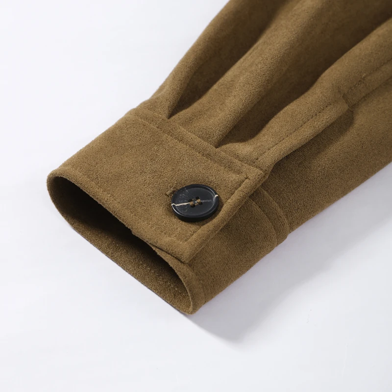 Damen-Wildlederjacken mit Übergroßem Revers und Quasten, Einreihige Kurze Mäntel, Herbst-Damenjacke mit Langen Ärmeln, Neue Oberbekleidung – Detail 10