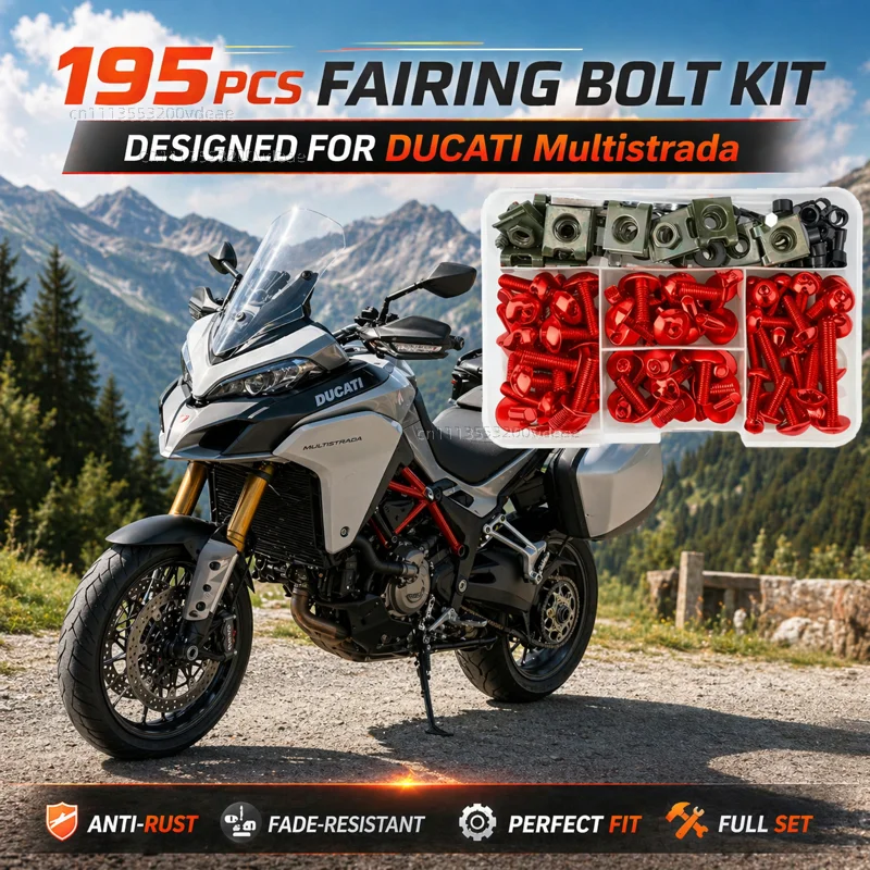 Kit de 195 piezas de tornillos y tuercas de aluminio para carenado de motocicleta, accesorios para DUCATI Multistrada 950 1100 1260 1200 S GT 1200S V4
