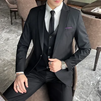 S-9XL New (Blazer+Vest+Pants) Men's Fashion Business Gentleman Professional Formal Dress Korean Version Banquet Dress Suit 6XL 5 S-9XL New (Blazer+Vest+Pants) Men's Fashion Business Gentleman Professional Formal Dress Korean Version Banquet Dress Suit 6XL 5