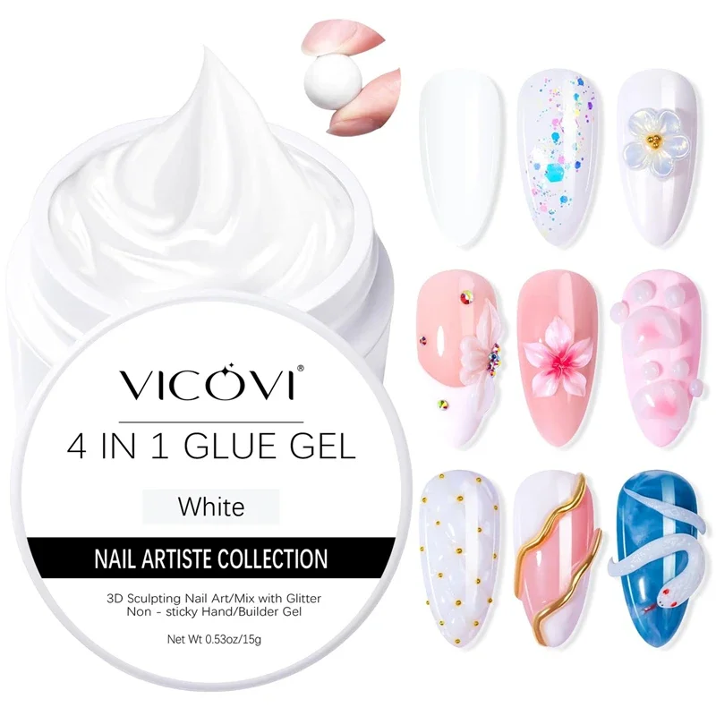 15g White Non Stick Hand Extension Gel Nail Polish For 3D Shaping Carving Flower DIY Nail Art Extension Acrylic