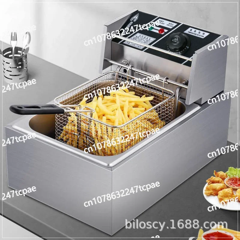 Electric fryer Single cylinder 10 liter fryer Fryer Thickened multifunctional chicken chop French fries machine