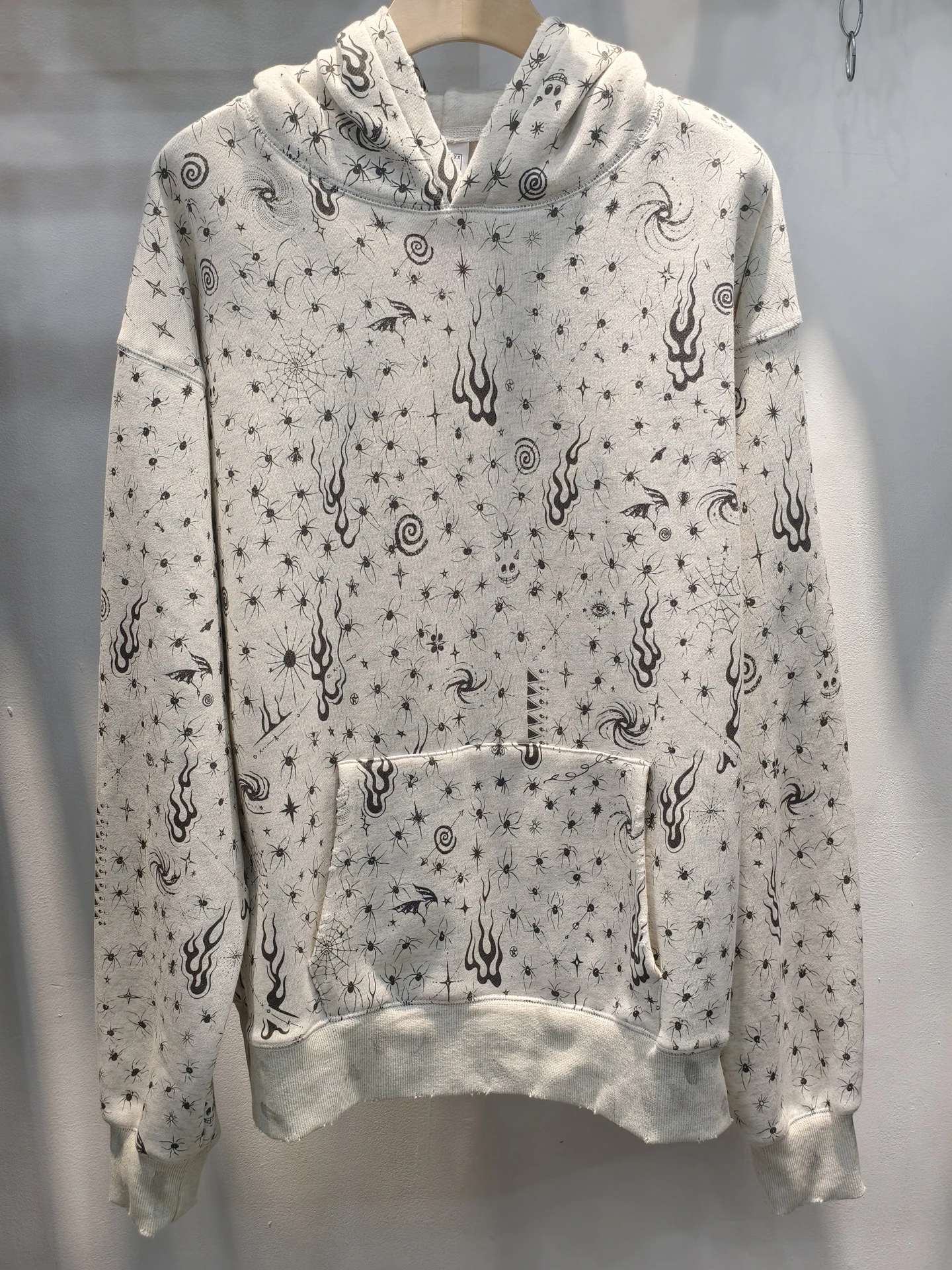 

ex Fce Lined Long Sve Hoodie Vintage American High Street Waed Casual Cotton Sweatirt Youth Spring Autumn Winter