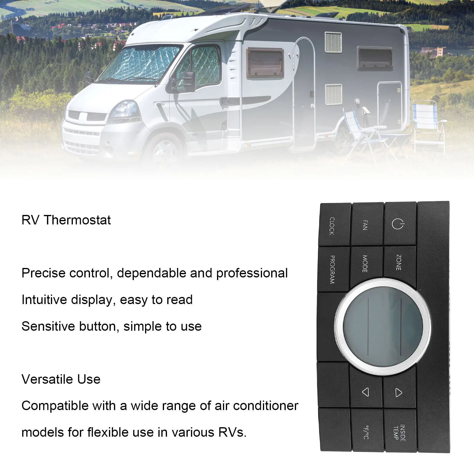 

RV AC Thermostat Enhanced Comfort 3314082.000 10 Button RV Thermostat Control for 5403XX 6418XX Air Conditioner Series