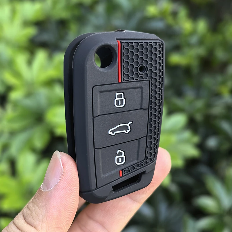 3-Tasten Klappschlüssel Silikonhülle Passend für VW GOLF 7 MK7 SKODA SEAT 2014 2015 2016 Schlüsselgehäuse OCTAVIA COMBI LEON IBIZA CUPTRA Hülle