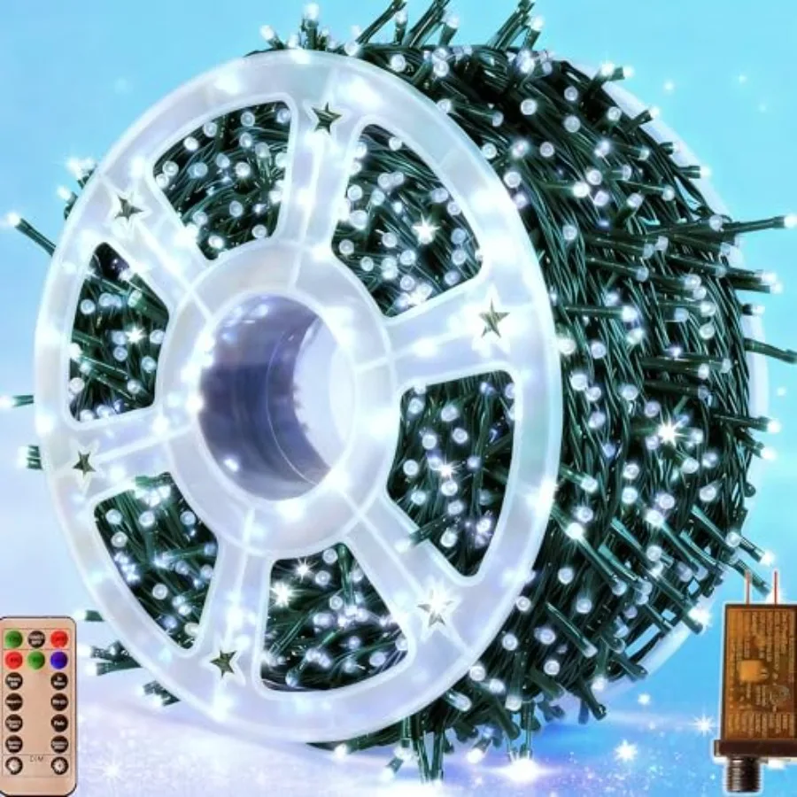

Christmas Lights 328 Feet, Waterproof Christmastree Lights with 8 Modes, Remote Control 3 Timers and Memory Function Xmas Decor