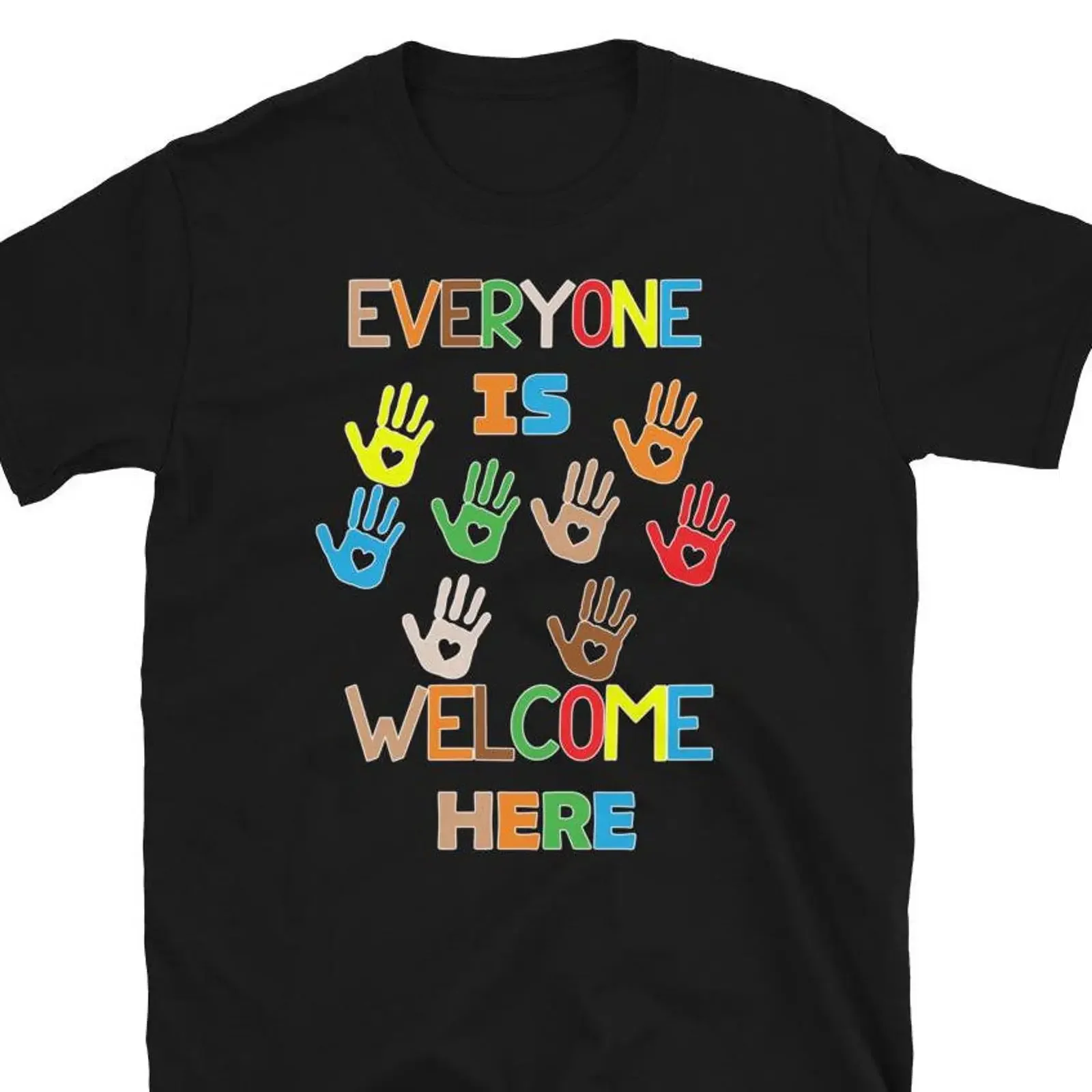 T-shirt « Tous sont les bienvenus » – Journée de la diversité et de l'unité – Style vintage délavé pour le quotidien – Homme – Streetwear respirant, doux et confortable