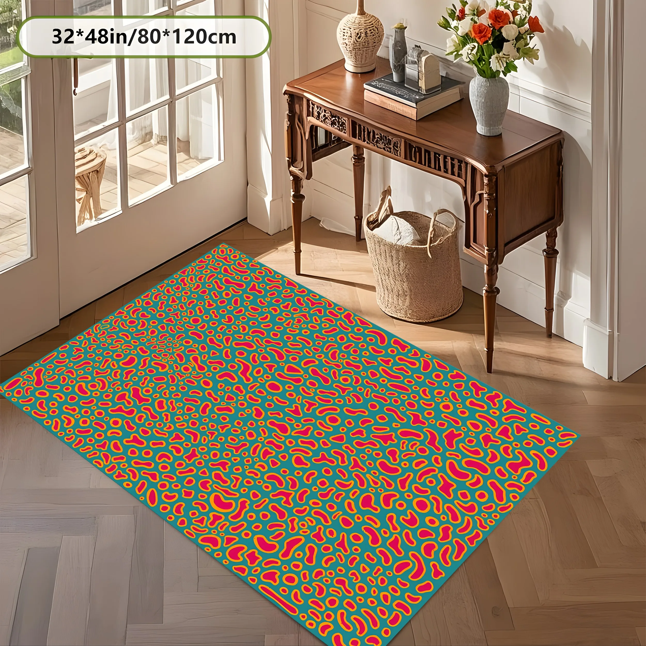 2D Large Carpet Color Block Irregular Flow Retro Psychedelic for Living Room Bedroom