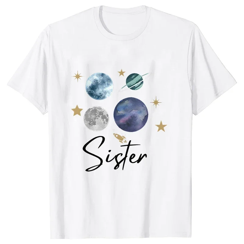 Fashion Birthday Family T-shirts Outer Space First Birthday First Trip Around The Sun Graphic Tee Galaxy Tshirt Short Sleeve Top