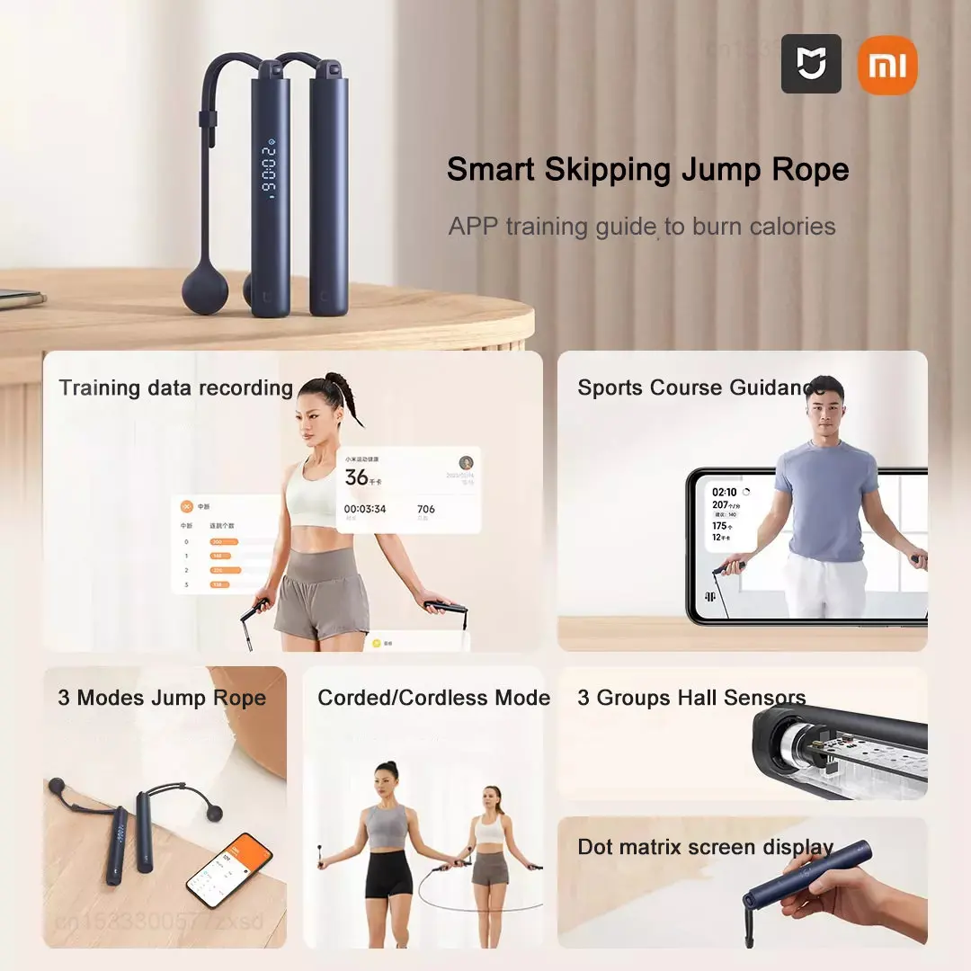 Xiaomi Mijia Smart Skipping Jump Rope Digital Counter App Control Calorie Calculation for Sport Fitness Exercise Lose Weight