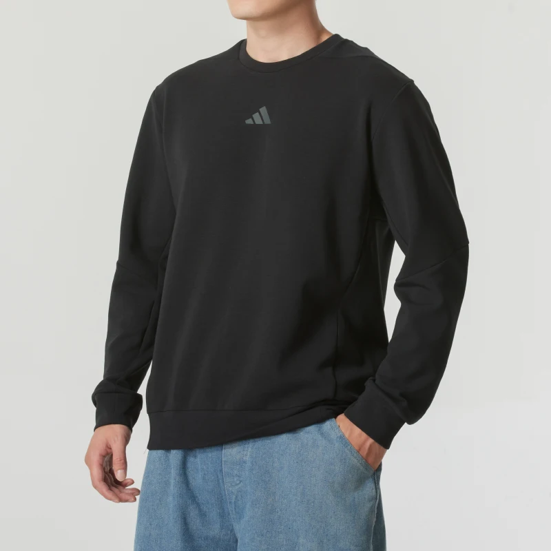Adidas logo crewneck sweatshirt, relaxed drop-shoulder, comfy and versatile long-sleeve for men JJ4642