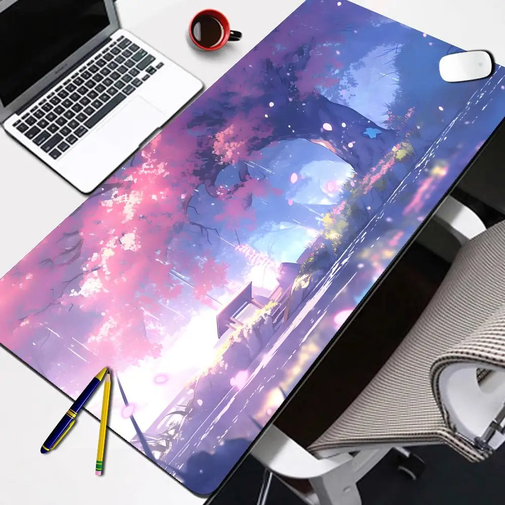 

Коврик для мыши для офиса и игр, HD-печать, с изображением сакуры, настольный коврик, аниме-коврик для мыши, геймерский коврик HYBXAXC, компьютерные аксессуары, XXL коврик для клавиатуры