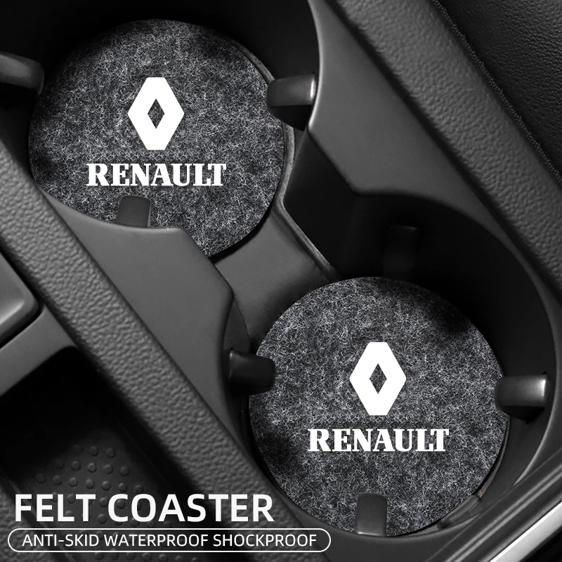 1/2pcs Car Coaster Water Cup Cushion Anti Slip Pad For Renault koleos duster megane 2 logan clio Auto Accessories