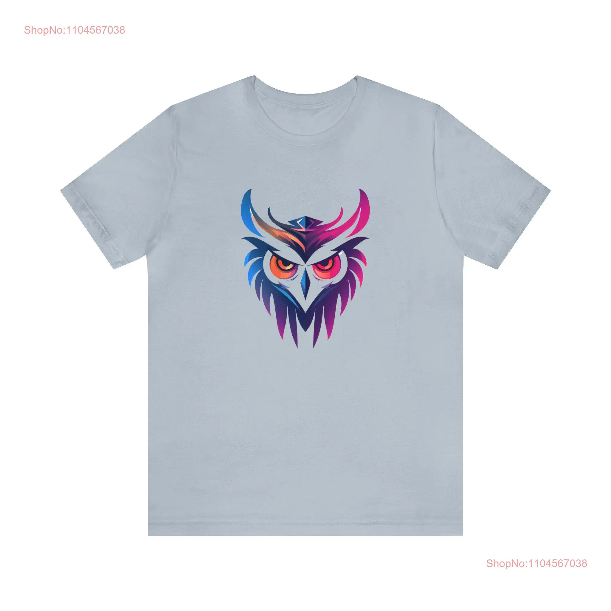 Fractal Owl Cotton T Shirt long or short sleeves