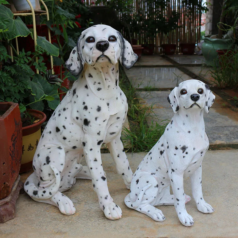 Simulated Dalmatian Figurine Pet Statue Great Pyrenees Dog Model Home Garden Courtyard Floor Standing Watchdog Ornament